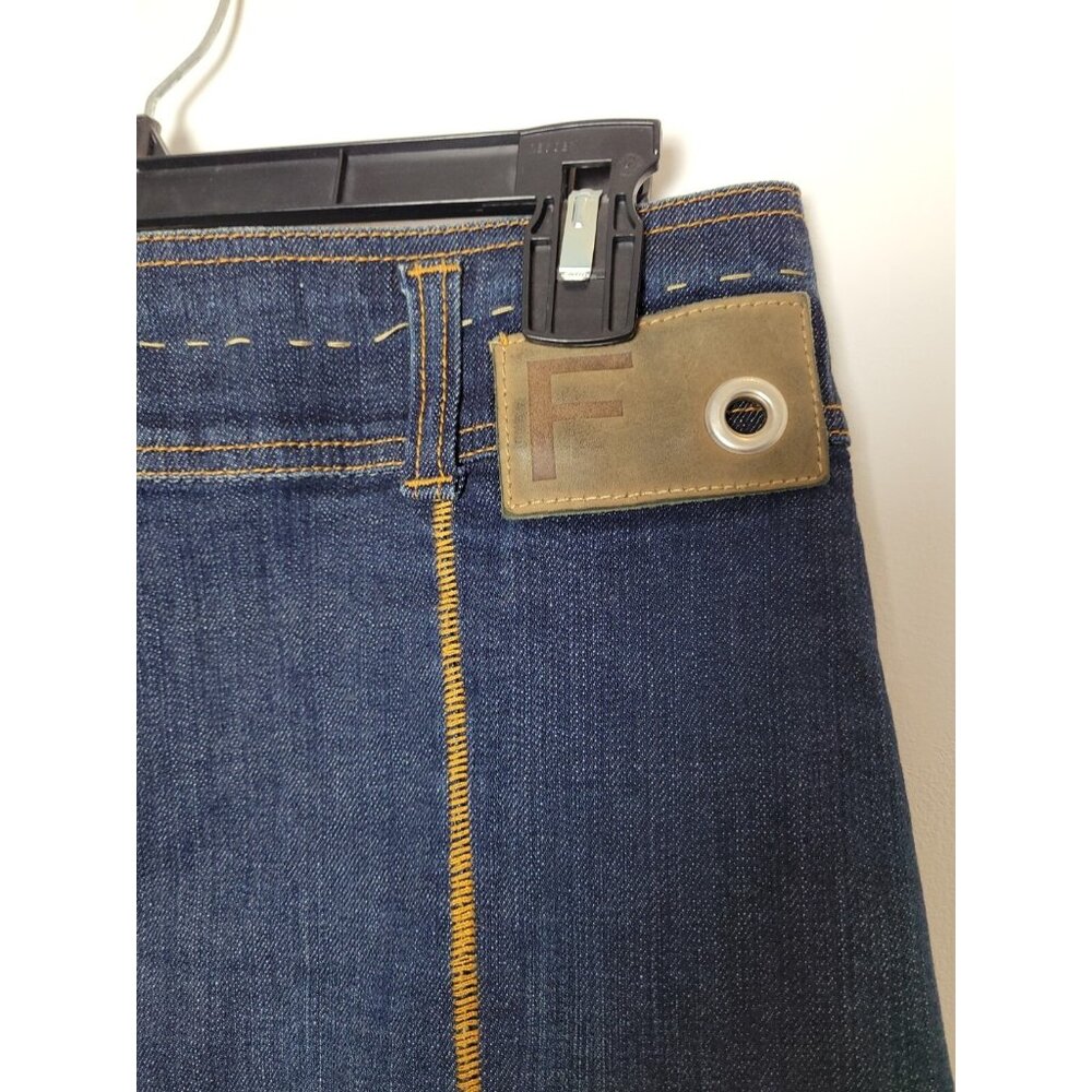 FABRIKA Woman Designer Dark Denim Knee Lenght Asimetric Pencil Skirt Size S - Picture 7 of 10